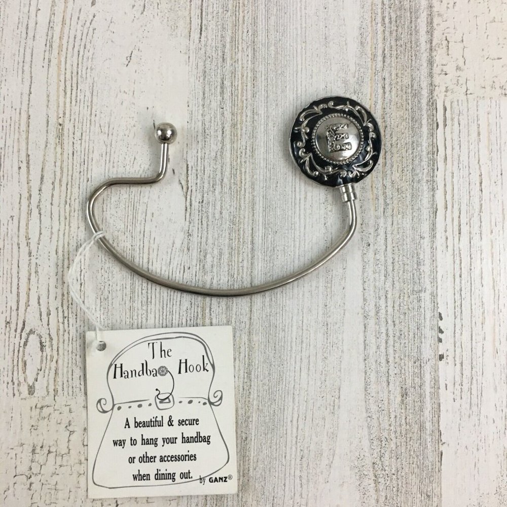 Ganz E Monogram Handbag Hook Silver Tone NEW